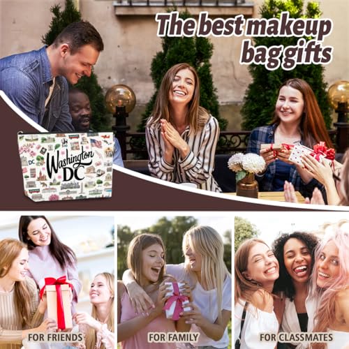 Washington DC Travel Makeup Bag - Waterproof Cosmetic Organizer for Women