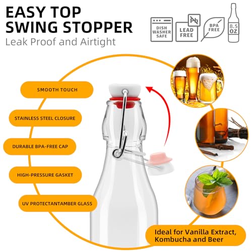 2 Pack 8.5 oz Swing Top Glass Bottles for Home Brewing & Beverages