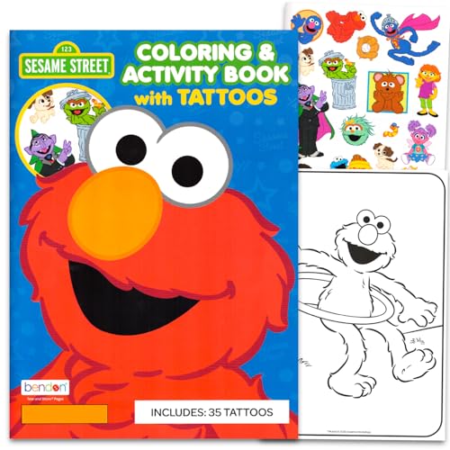 Sesame Street Temporary Tattoo & Coloring Book Set - 35 Elmo Tattoos
