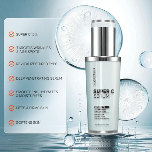 Floretsio 1 Fl Oz Vitamin C Serum for Mature Skin - Hydrating, Anti-Aging, Brightening