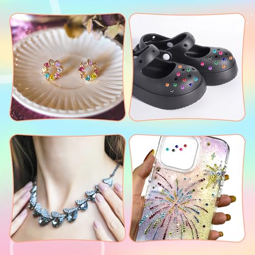 Colorful Rhinestones Nail Art Charms Kit 2mm Flatback Gems for DIY Nails & Crafts
