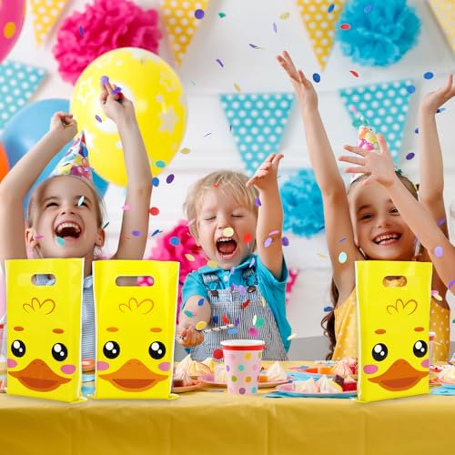50 Pack Yellow Duck Party Favor Bags - Cute Cartoon Treat Bags