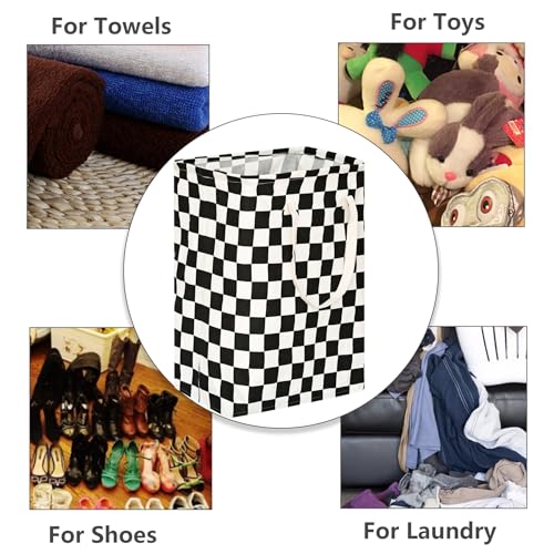 Checkered Laundry Basket - Foldable Kids Hamper & Storage Bin