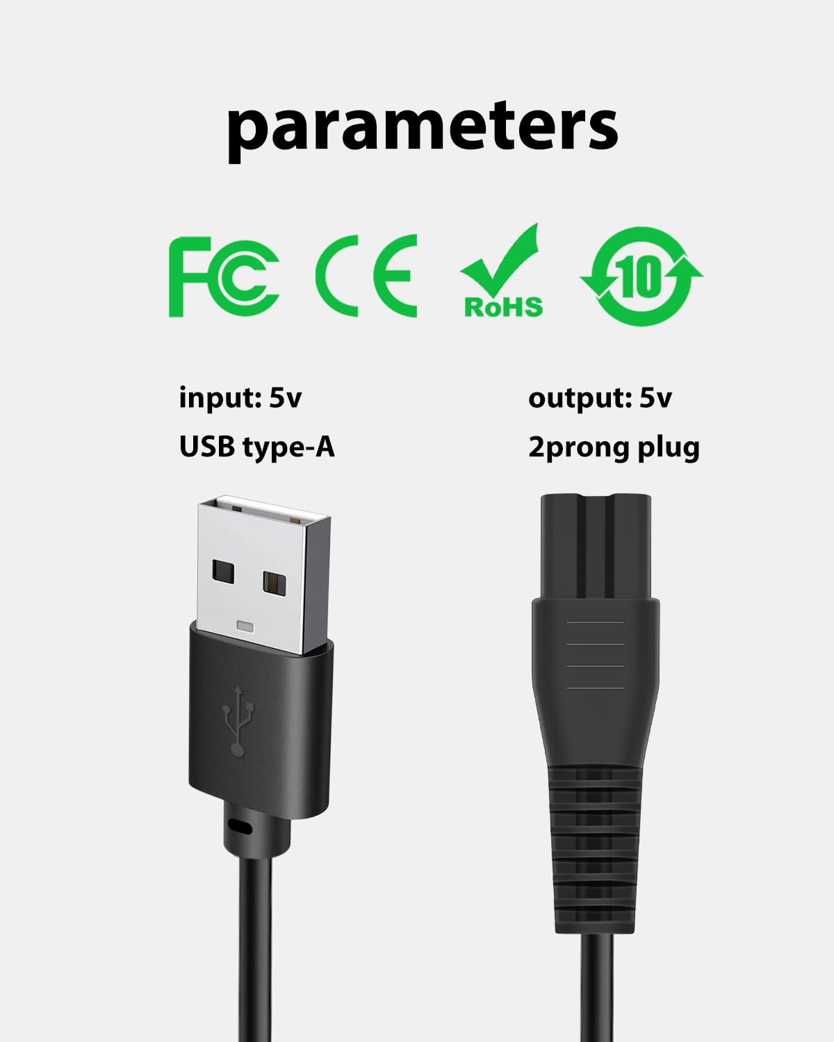 5V USB Charger Cable for Freebird Head Shaver Kit, wotdmu Charger Cable Compatible with FlexSeries Electric Head Hair Shaver for Freedom Grooming Charging, with 1 Cleaning Brush, 3.3ft Power Cord