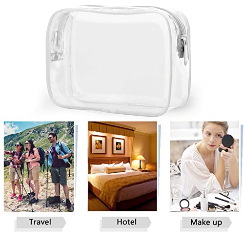 6 Pack Clear Waterproof Makeup Bags - Black & White Toiletry Organizer