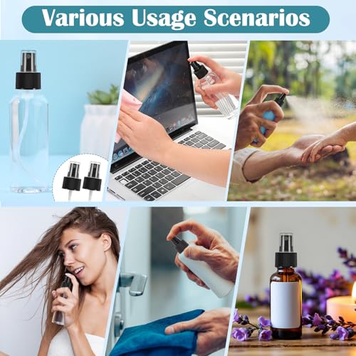 Black 24 Pack Spray Bottle Nozzle Replacement - Fine Mist, Fits 24-410 Bottles