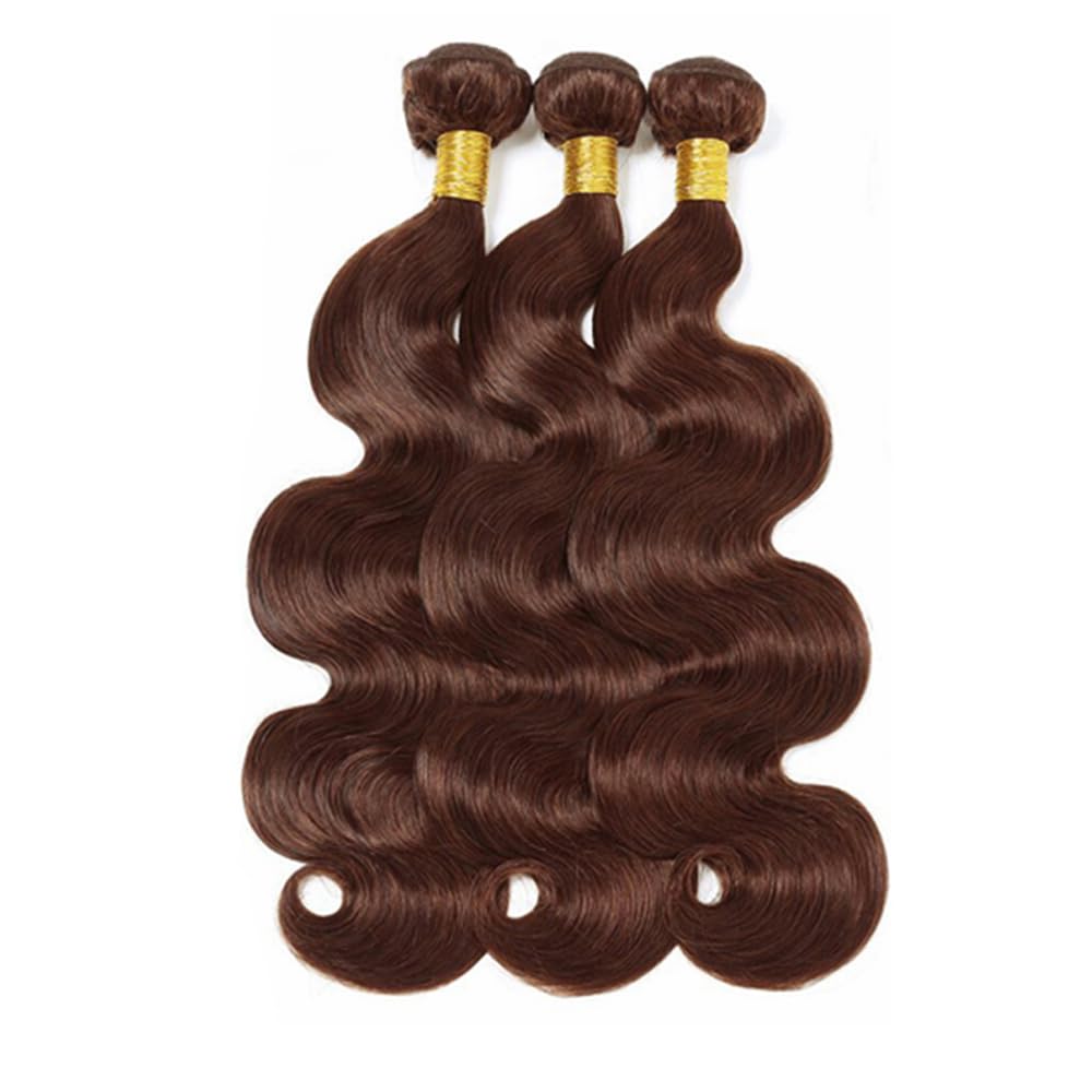 #4 Chocolate Brown Bundles Human Hair Body Wave Bundles 22 24 26 Inch Body Wave Bundles Unprocessed Brazilian Virgin Hair Deals Quick Weave Hair Extensions 3 Bundle 50 Gram Per Bundle