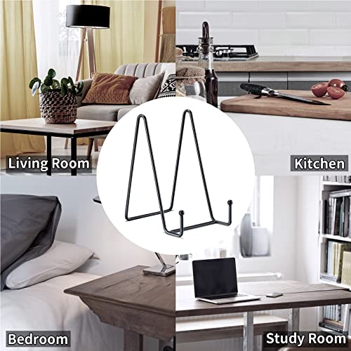 Kruodop 6-Inch Black Metal Plate Stands - 5 Pack Display Holders