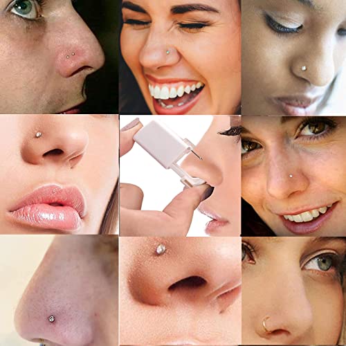 Nose Piercing Kit - 2 Pack Self-Piercing Guns with 10 Nose Rings
