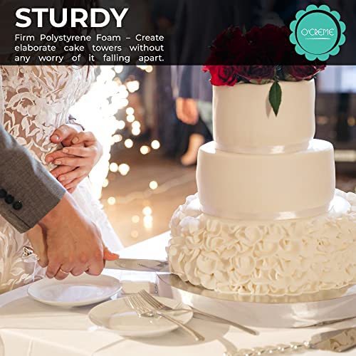 O'CREME Polystyrene Dummy Cake Display - Round 7” x 3” for Decorating