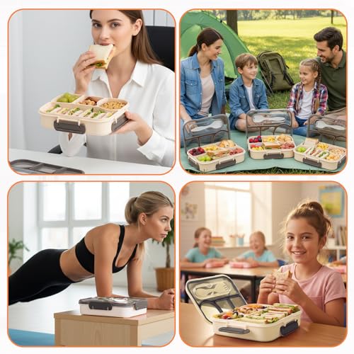 YANLIFY Portable Bento Box for Adults - 4 Compartments, 1000ml, Leak-Proof, BPA-Free