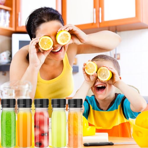 30 Pcs 2oz Leak-Proof Plastic Juice Bottles with Black Lids & Funnels