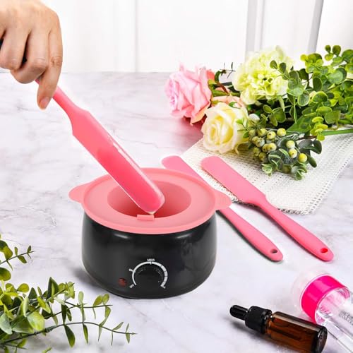 Silicone Wax Warmer Liner with 2 Wax Spatula Sticks - Pink