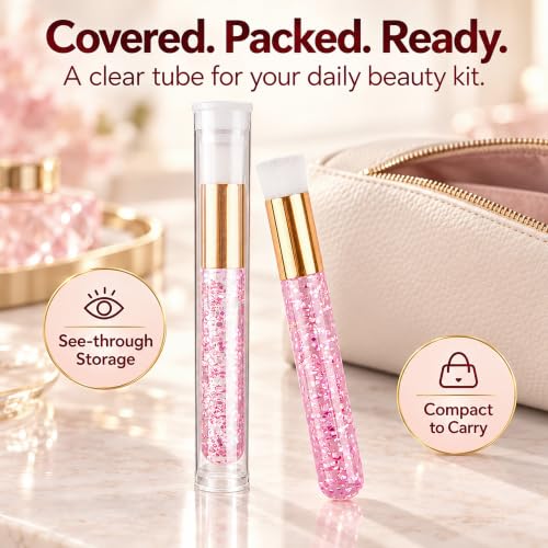 TUZAZO 20 Pink Lash Brush & 20 Travel Tubes Set for Eyelash Extension Care