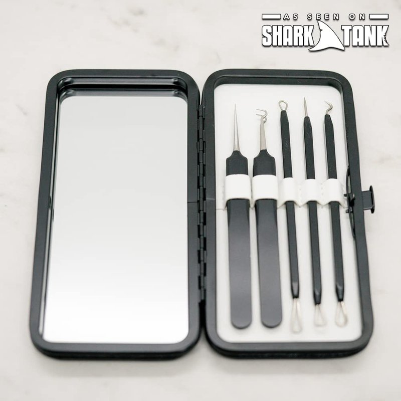 Pete & Pedro Acne & Blackhead Remover Skin Care Tool Set for Men & Women - 5 Piece Pimple Popper Kit + Mirror! | Removal of Whiteheads, Zits, Black Heads, Comedone Extractor | As Seen on Shark Tank