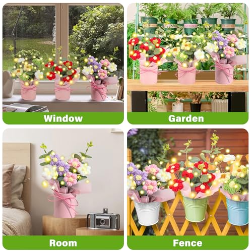 Vynora Handmade Crochet Daisy Bouquet - Artificial Flowers for Home Decor