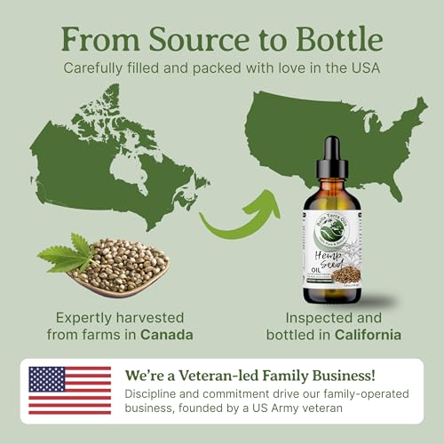Bella Terra Oils Hemp Seed Oil 8 oz - Cold-Pressed, Nourishing Skin & Hair Oil, Single Bottle
