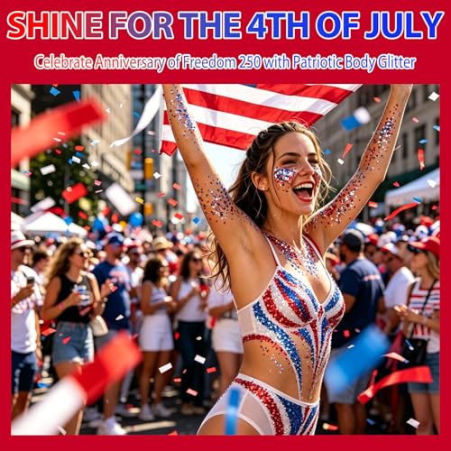Allstarry Patriotic Body Glitter Set - 4 Colors for 4th of July & Olympics