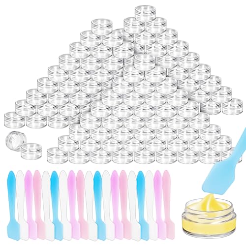 200PCS 5g Clear Plastic Jars with Lids for Travel & Samples