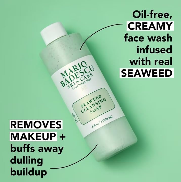 Mario Badescu Seaweed Cleansing Soap 8 Fl Oz - Gentle Exfoliating Facial Cleanser