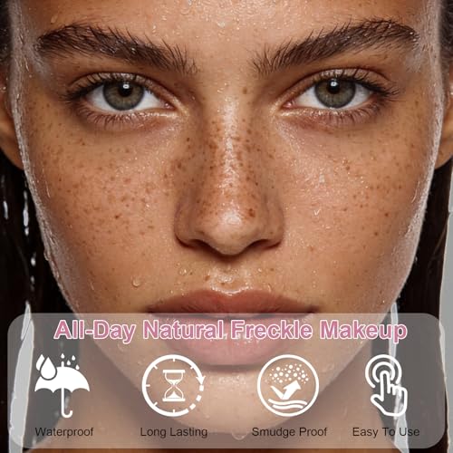 Rotating Freckle Pen & Freckle Stamp Makeup, Natural Lifelike Faux Freckles for Sunkissed Makeup Quick Dry & Long-Lasting, Smudge-Proof & Waterproof Freckle Pen 01#Brown