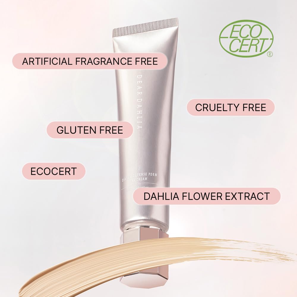 DEAR DAHLIA Daily PDRN BB Cream (Light Beige) - Lightweight Skin Tint with Centella PDRN, Medium Coverage for Dewy Glass Skin Glow, Moisturizing Vegan Korean Makeup Base. 1.35 fl oz