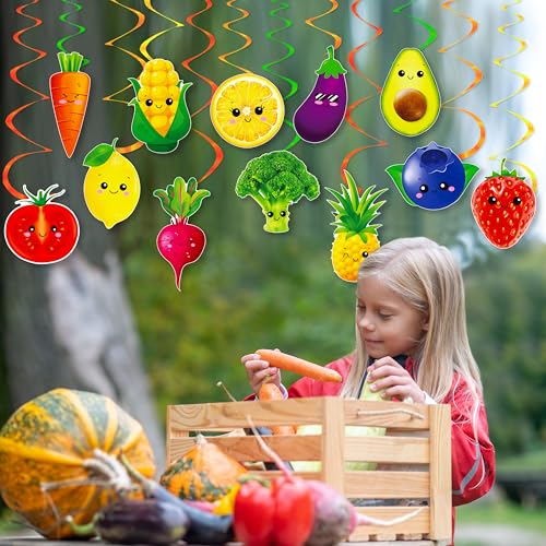 20 Pcs Fruit & Vegetable Hanging Swirls for Party Decorations
