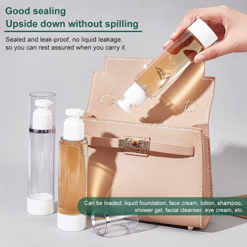 BENECREAT 4 Pack 100ml Airless Pump Bottles - Refillable Travel Containers