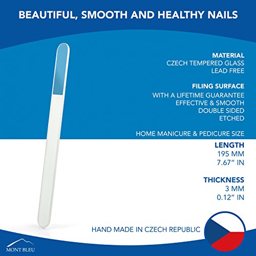 Mont Bleu Rainbow Crystal Nail File - Professional Czech Tempered Glass, Handmade in Bohemia