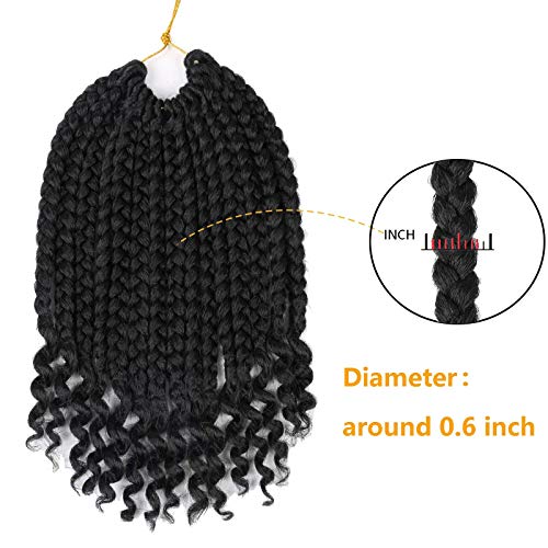 10 Inch Crochet Box Braids with Curly Ends - 6 Packs (1B) for Black Women