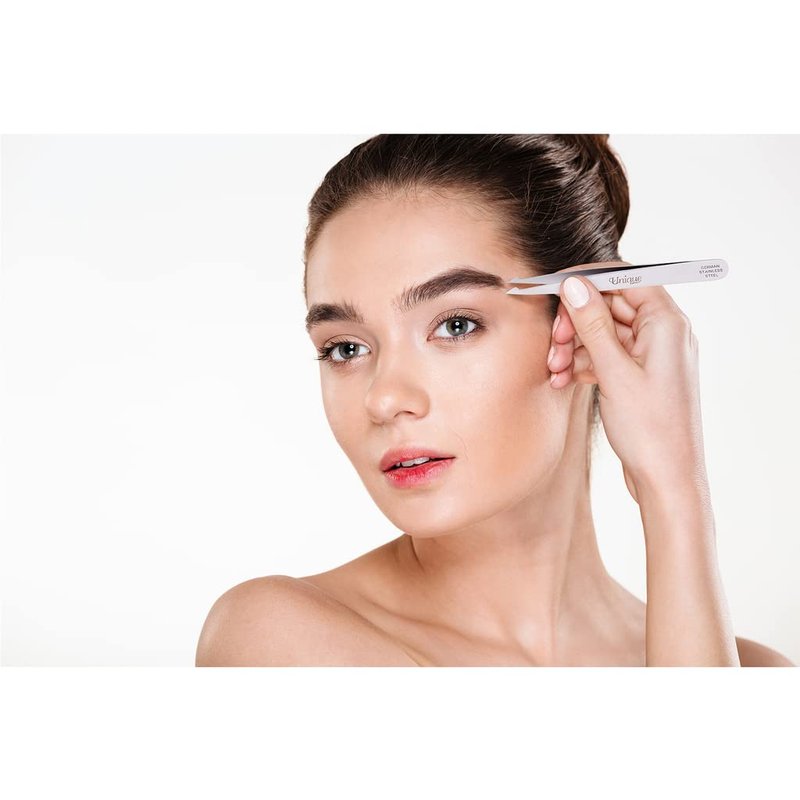Tweezers - Eyebrow Twin Tweezer - Slant Tip, Pointed Tip, German Stainless Steel, Hair Removal, Facial - By The Unique Edge