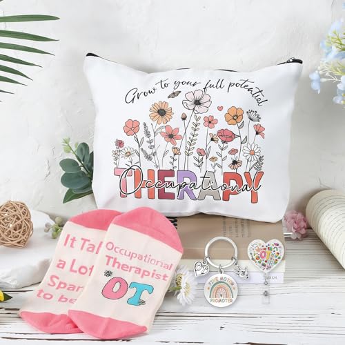 Occupational Therapy Gift Set - OT Badge Reel, Makeup Bag, Keychain & Socks