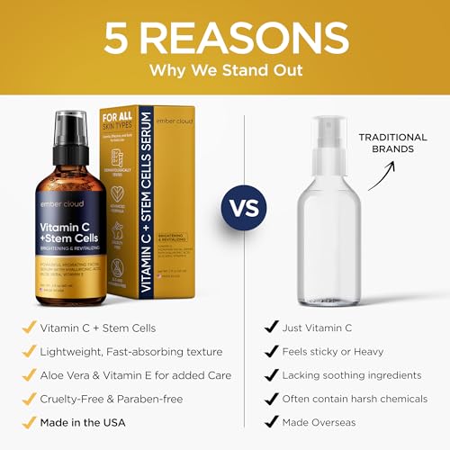 Vitamin C Serum with Hyaluronic Acid & Stem Cells - 2 Oz Anti-Aging Face Serum