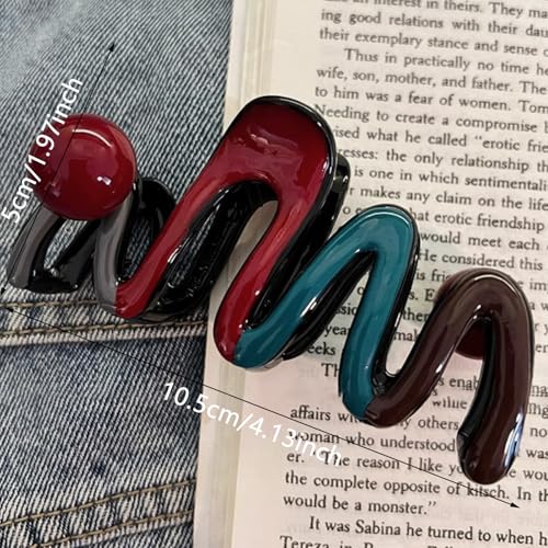 FRUZJAY Wave Acrylic Hair Clips for Women - Large Non-slip Claw Barrettes