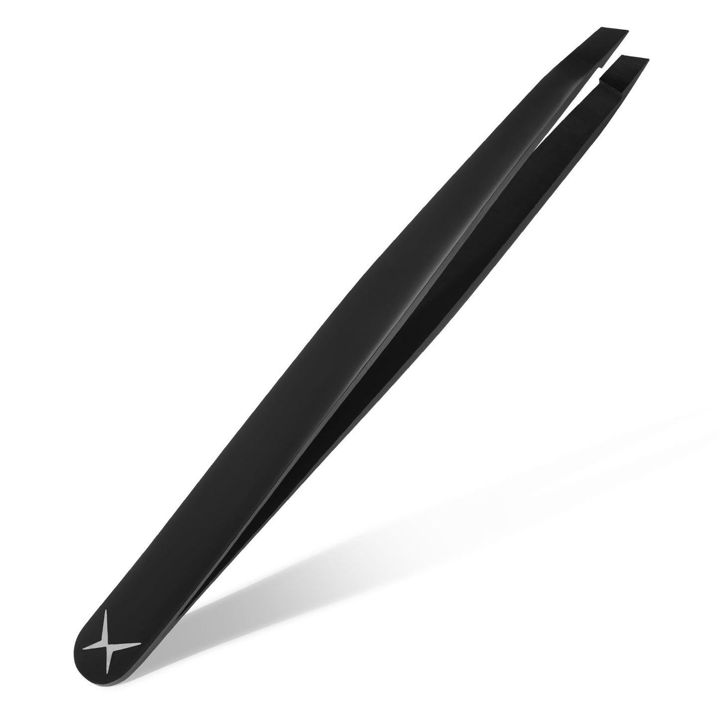 Professional Slant Tip Tweezers for Eyebrows – Premium Stainless Steel, Ultra-Precise Hand-Aligned Tips, Facial Hair & Ingrown Hair Removal (Obsidian Black)