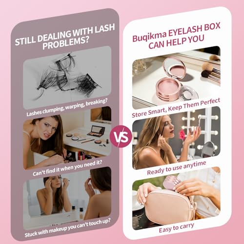 Travel Eyelash Organizer Case with Mirror - 3 Layer Holder