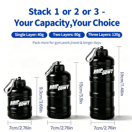 Portable 3-Layer Protein Powder Container - Leakproof & Stackable