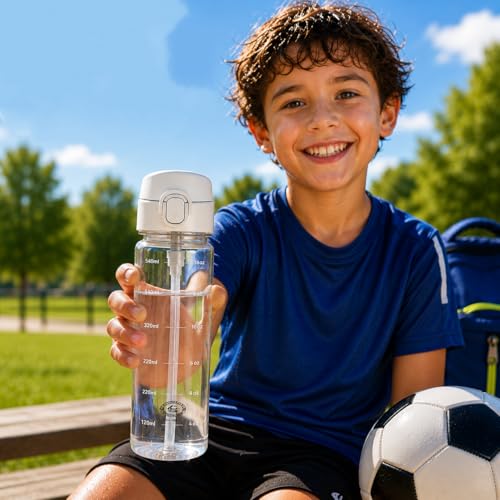 GOPPUS 17oz Kids Water Bottle with Straw - Leakproof & BPA-Free