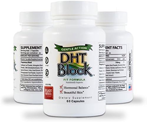 DHT Blocker Supplement - Natural Hair & Skin Support with Dim, Turmeric & Astragalus | 60 Vegan Capsules