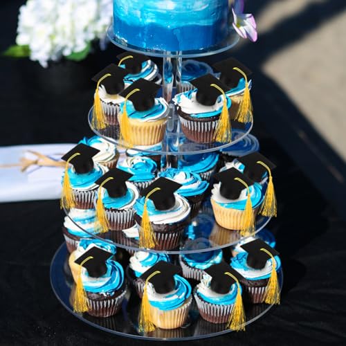 Mini Graduation Caps with Yellow Tassels - 10 Pack for Cake & Party Decor