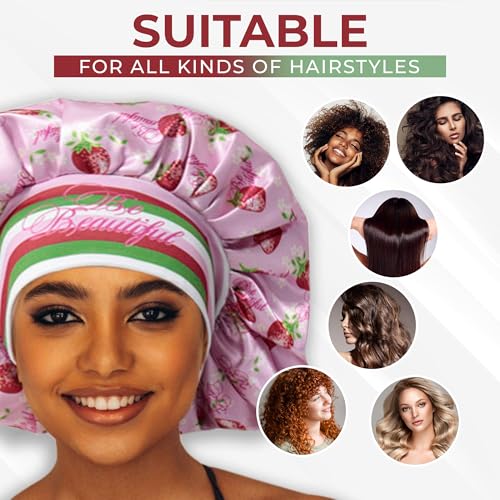 Pink Premium Silk Satin Sleeping Bonnet for Hair Protection