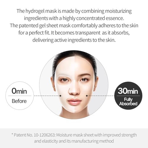 COSNORI Panthenol Hydrogel Mask 4 Pack - Calming & Hydrating Facial Mask for Sensitive Skin