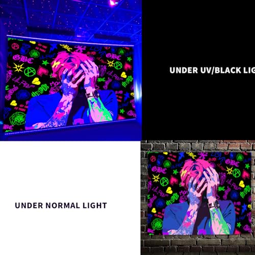 Lil Peep Tapestry Blacklight Poster - 40x30 Inch Hip Hop Decor