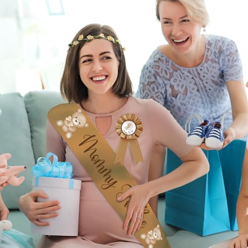 Bear Theme Baby Shower Mom to Be Sash with Crown & Pins
