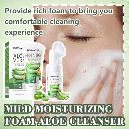 DWDiWen 2PCS Aloe Vera Face Wash B - Gentle Hydrating Facial Cleanser for All Skin Types