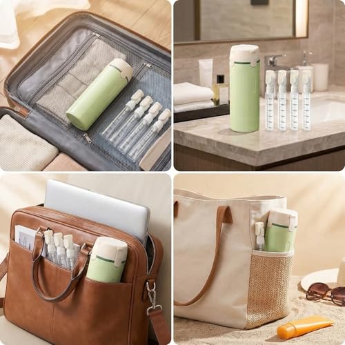 Jicsetk 4-in-1 Travel Dispenser Bottles Set - Leakproof Refillable Shampoo Conditioner Lotion Containers, 30ml, Green