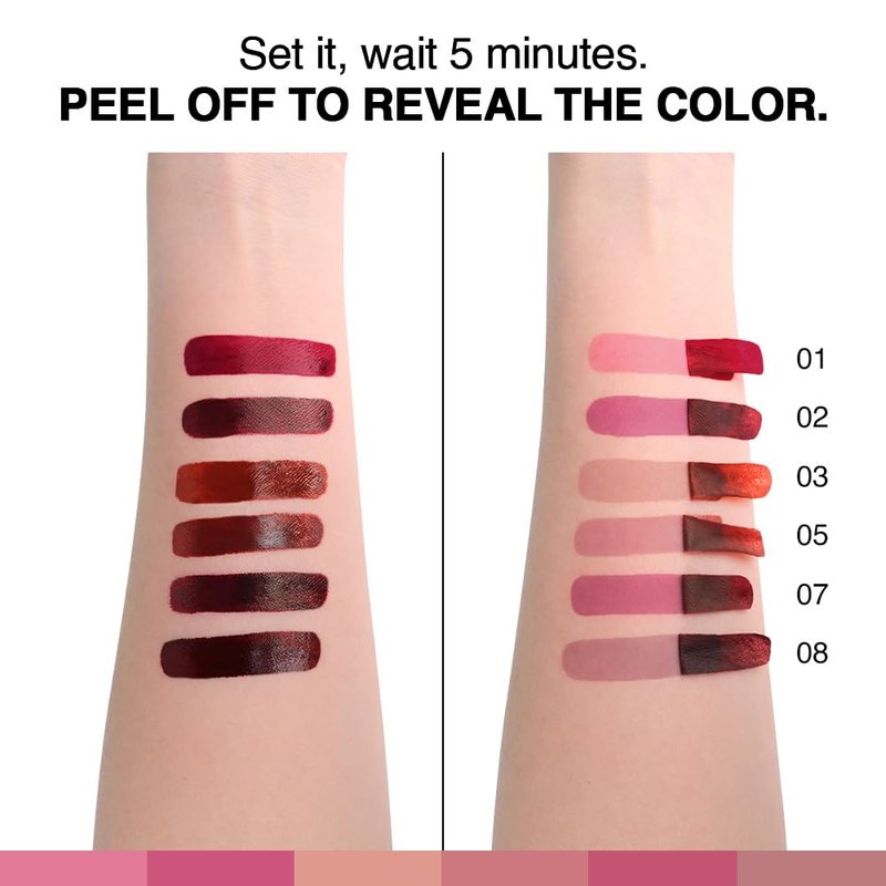 Peel Off Matte Liquid Lip Gloss Stain - Long Lasting, Waterproof Lipstick | 08 Espresso Brown