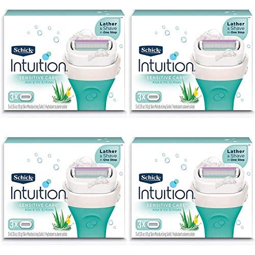 Schick Intuition Pure Nourishment Womens Razor Refills with Coconut Milk and Almond Oil, 3 Count (Pack of 4) | Pack of 4, Coconut Milk, Almond Oil
