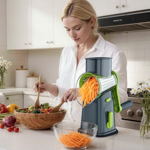 Ourokhome Rotary Cheese Grater with 5 Interchangeable Blades