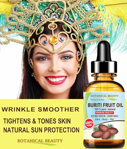 Botanical Beauty Buriti Fruit Oil - 100% Pure Virgin Unrefined for Skin & Hair (0.33 Fl Oz)